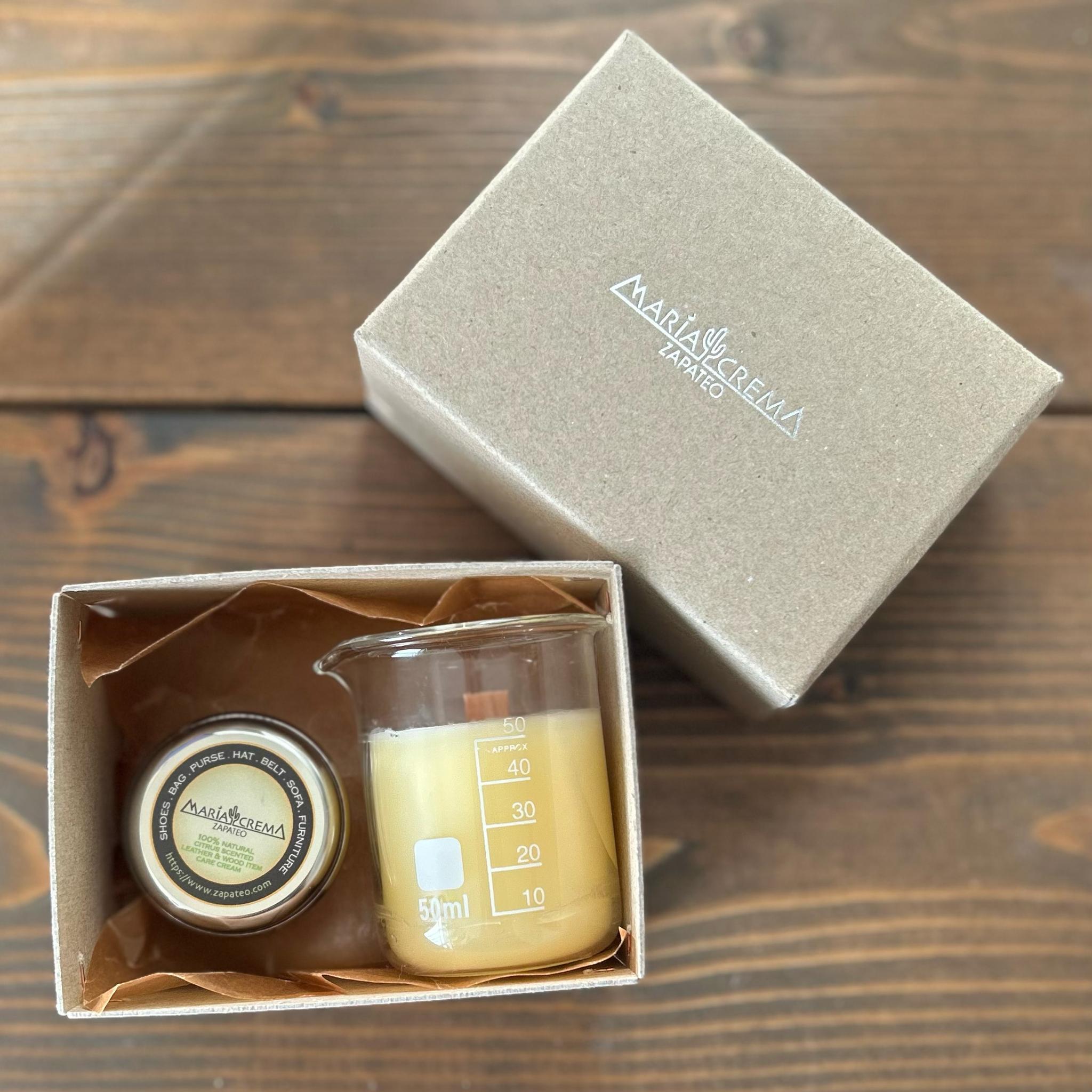 "MARIACREMA（マリアクレマ）" Wood Wick Candle GiftBox (木芯・ミツロウキャンドル） | 2枚目